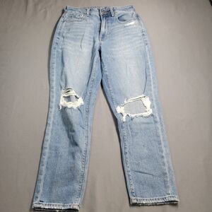 American Eagle Outfitters Light Blue Distressed Straight Leg Jeans